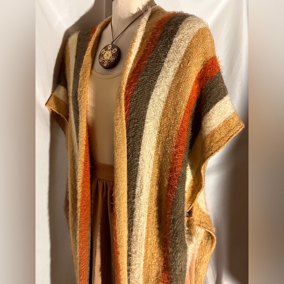 Kori America Striped Open Front Cardigan Vest S/M Boho Fall Layering - Picture 5 of 12